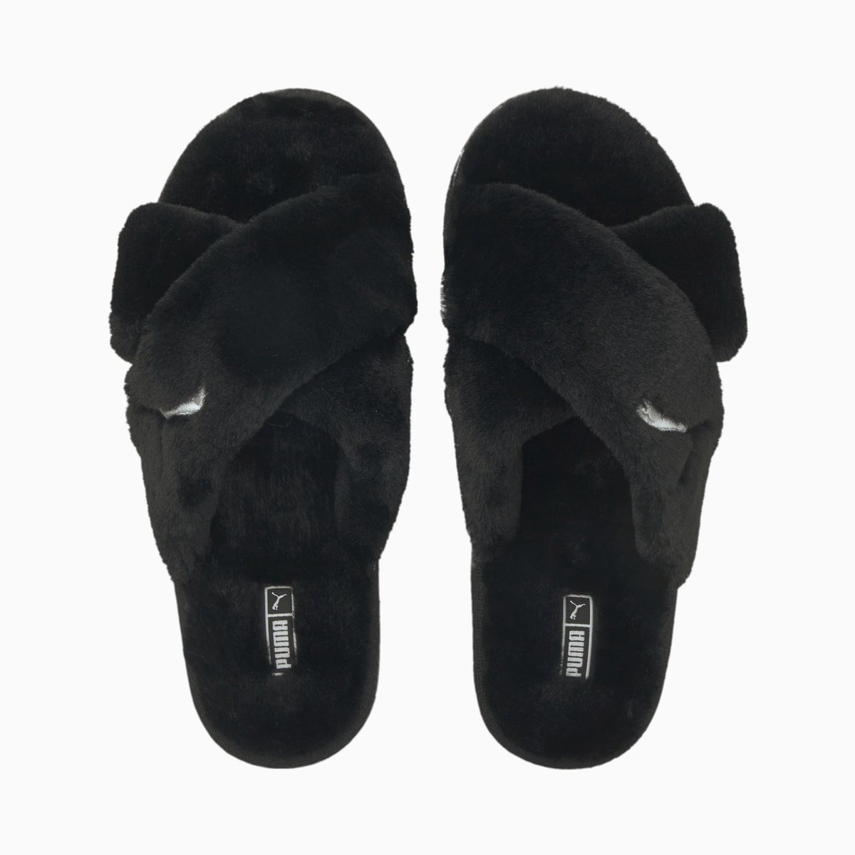 Puma Fluff X Strap Slide Schwarz Damen Sneaker Weiß 384936-01 35.5