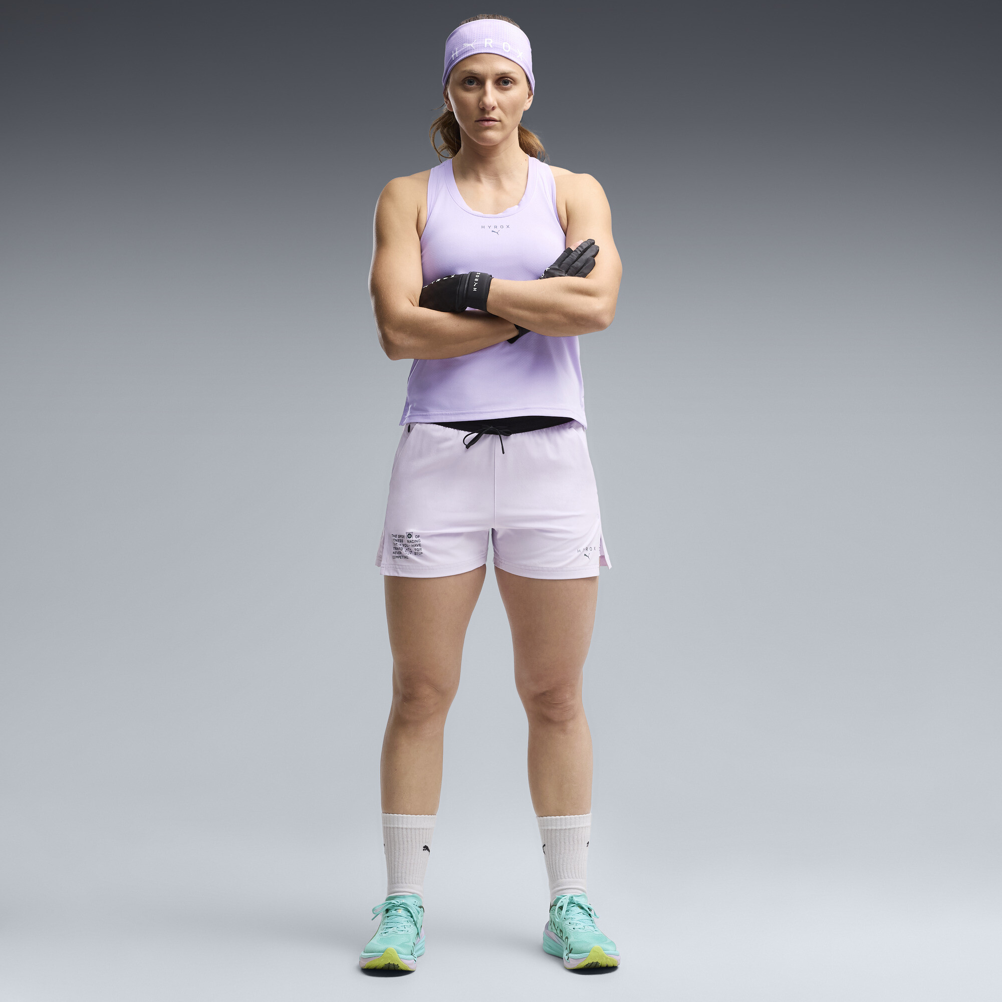 PUMA x HYROX 2-in-1 Shorts Damen, Accessoires, Lila, XS