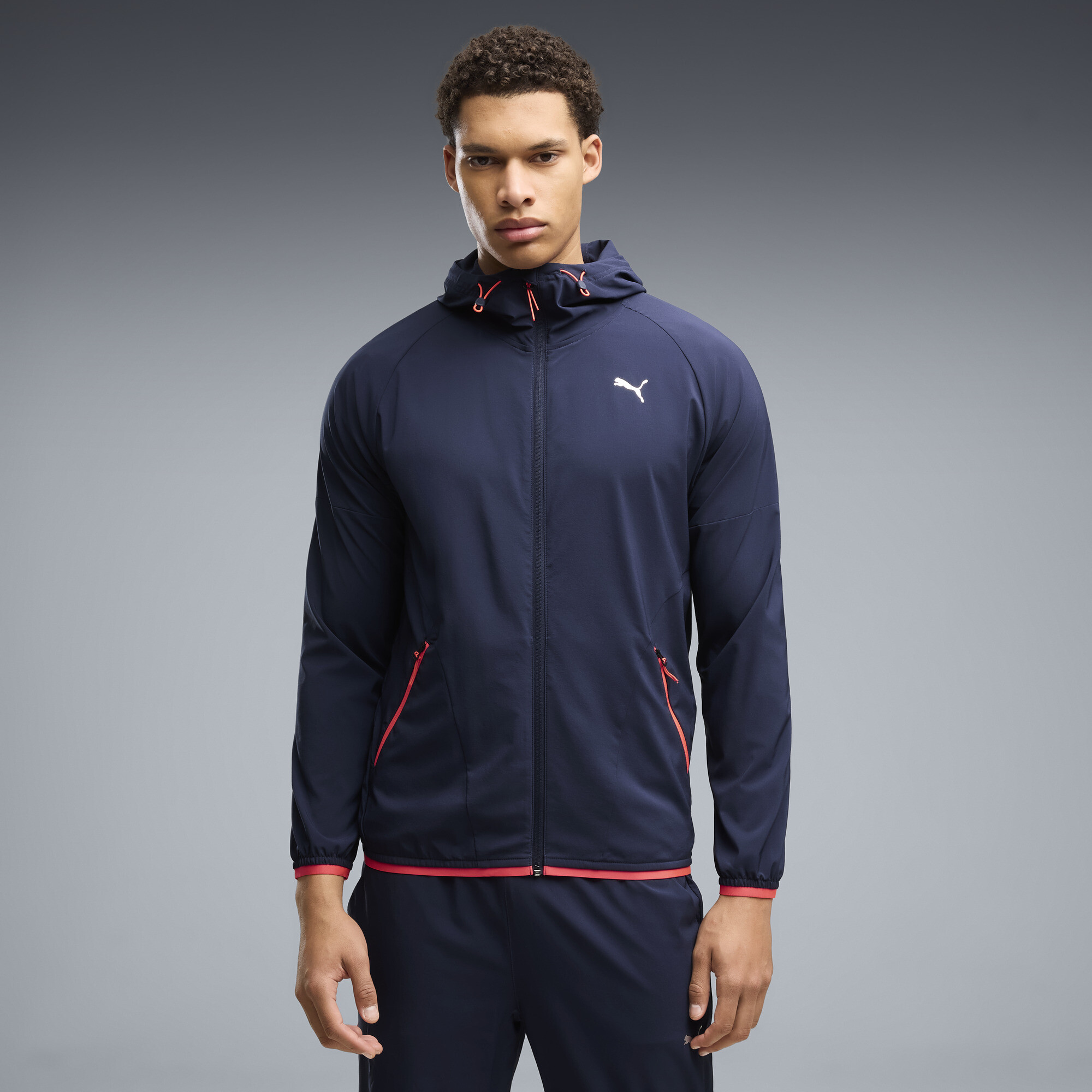 PUMA PWRTRAIN Stretch Gewebte Jacke mit Reißverschluss Herren, Kleidung, Blau, 3XL