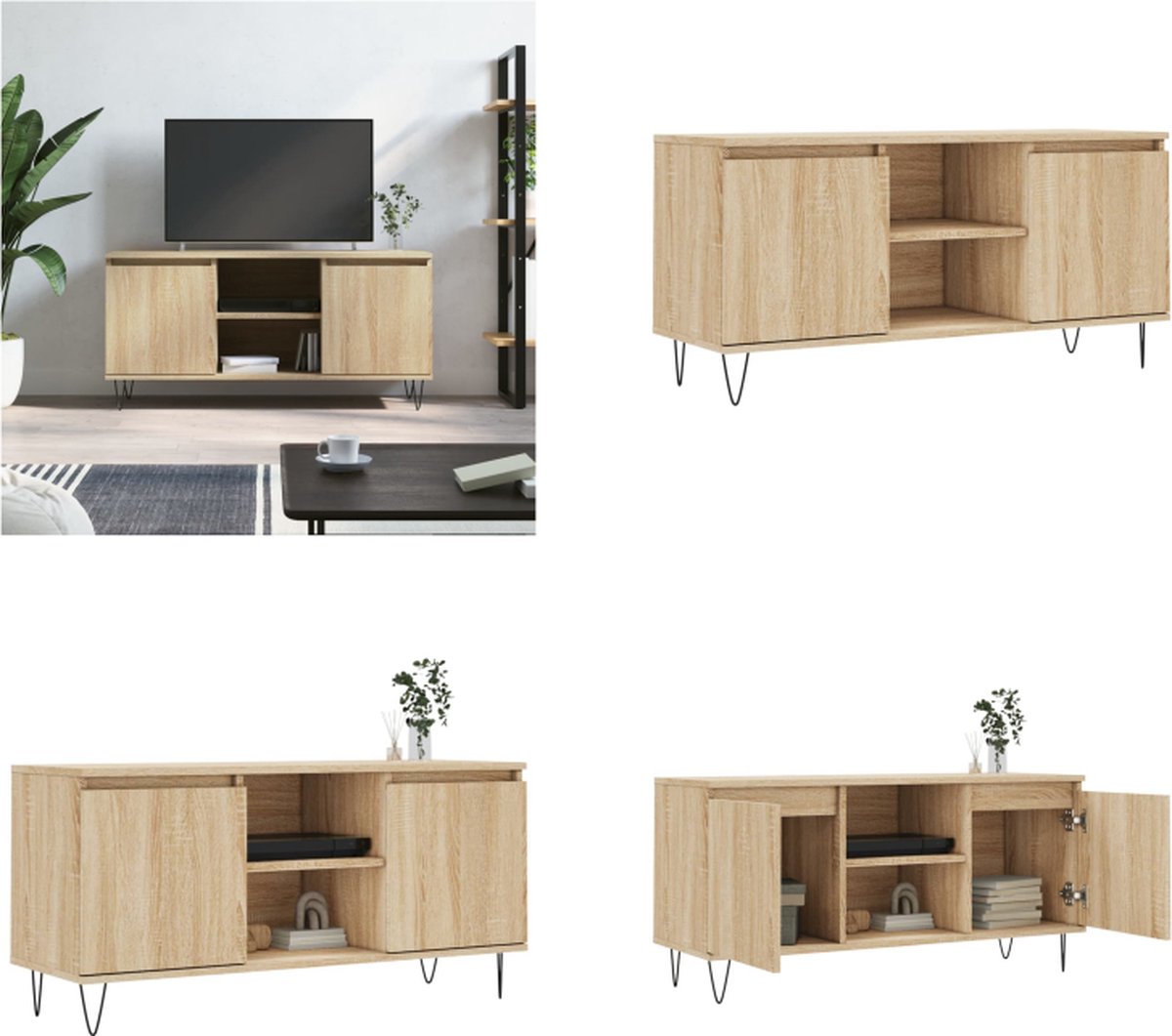 TV-Schrank, Sonoma-Eiche, 104x35x50 cm