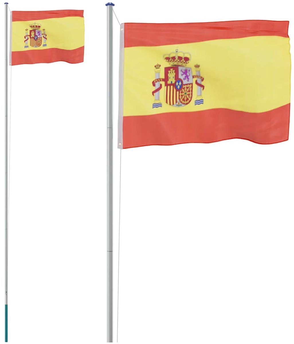 Spanische Flagge mit Mast, 6,23 m, Aluminium