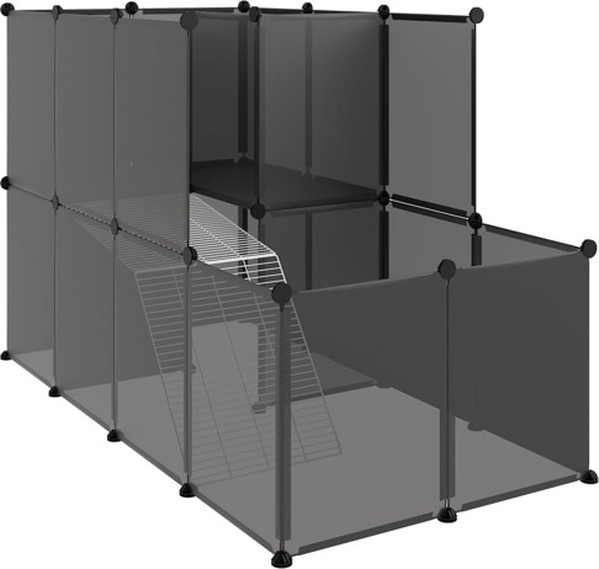 Vidaxl Kleintierkäfig, Schwarz, 142X74X93 Cm, PP Und Stahl