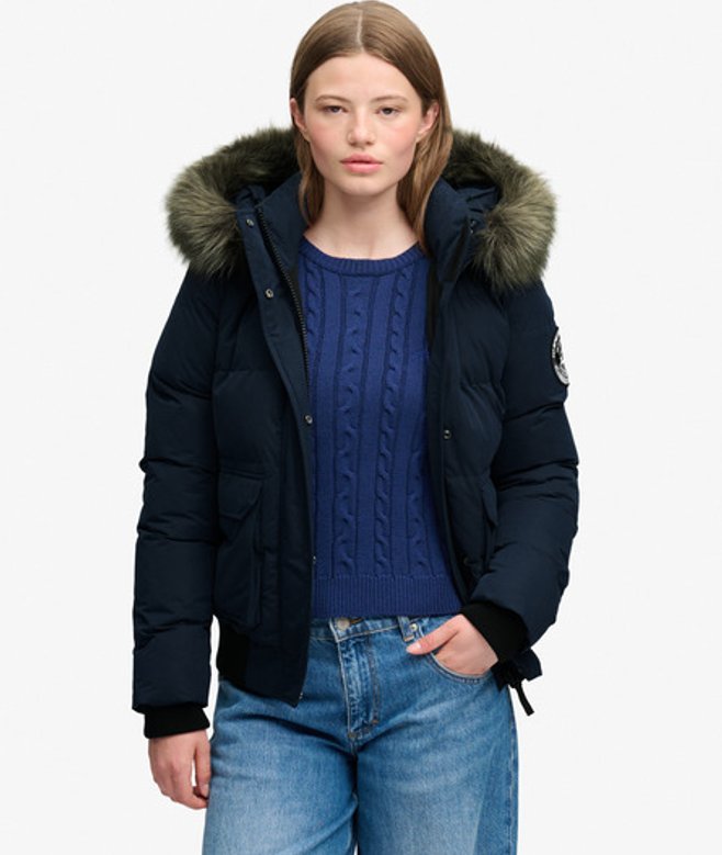 Superdry Damen Everest Ella Bomberjacke Navy - Größe: 42