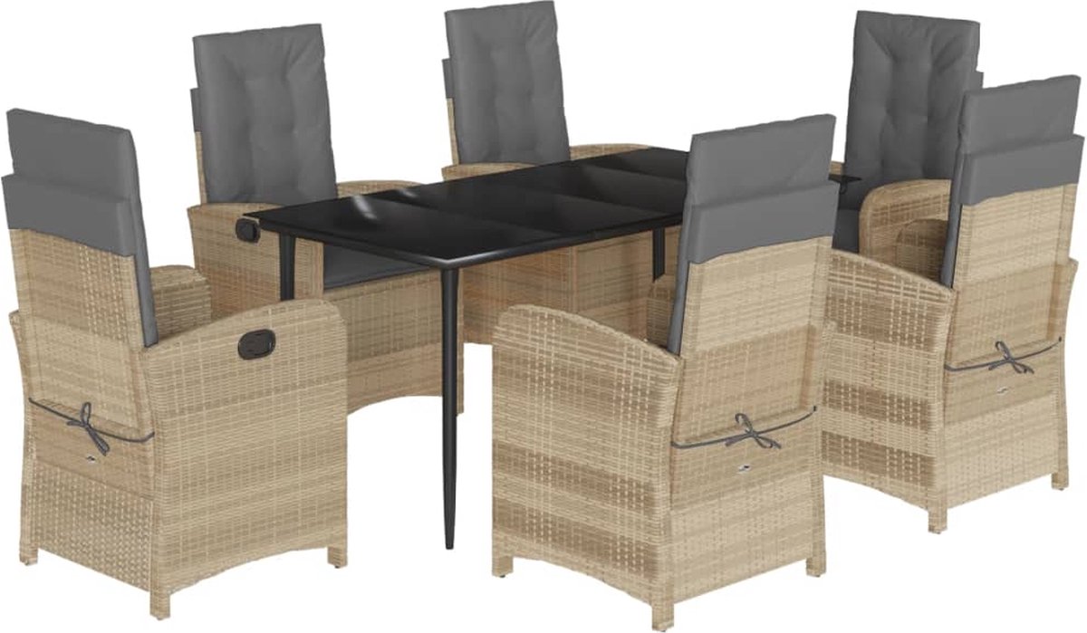 7-Cz. Gartenmöbel-Set mit Kissen, gemischtes Beige