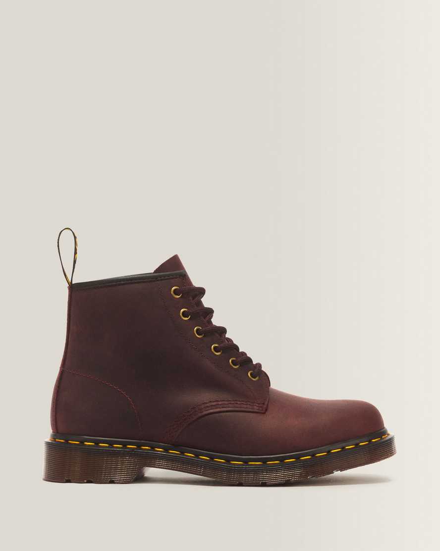 Dr. Martens 101 6 Eye Crazy Horse Leder Schnürstiefel in Rot, Größe: 36