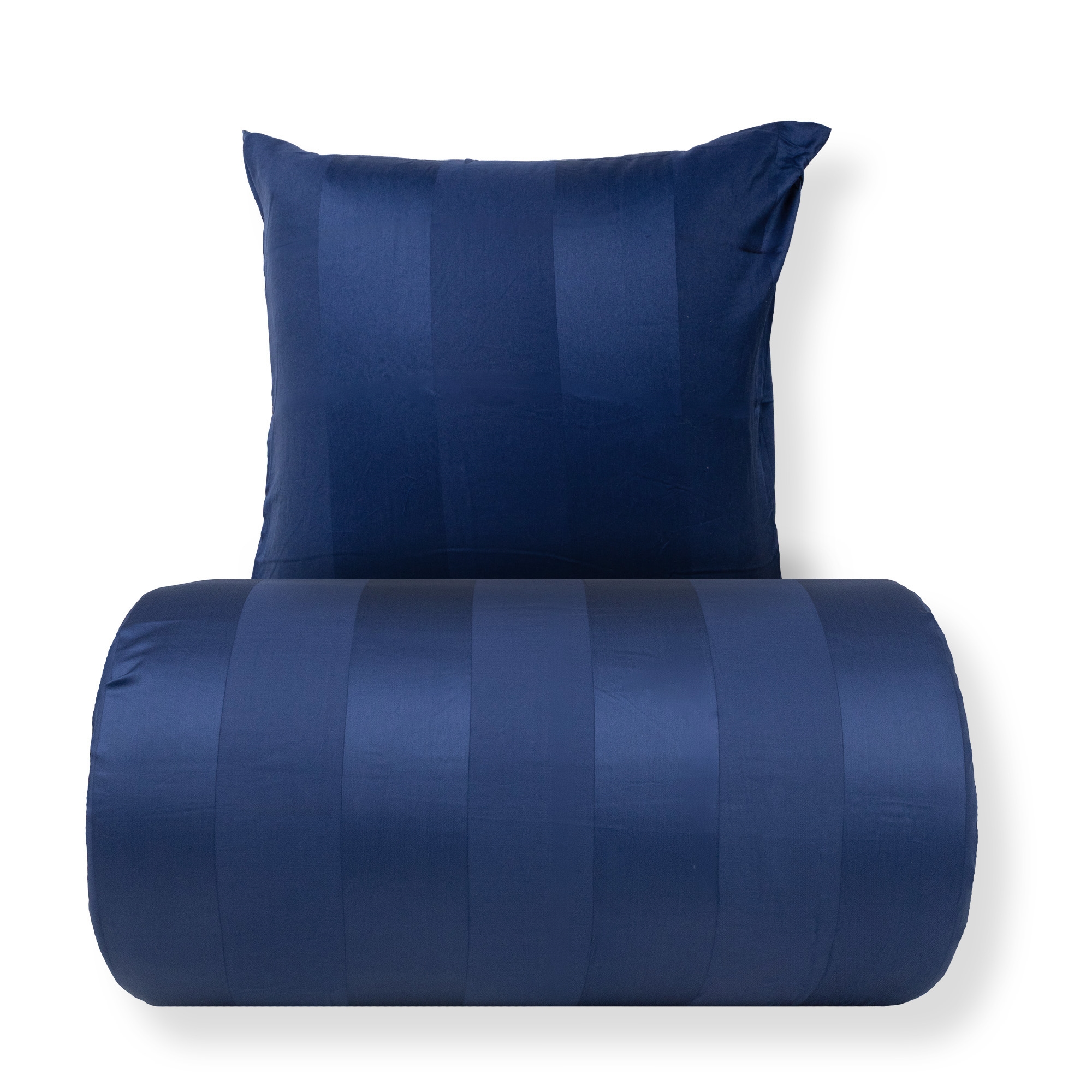 Bettwäsche 140x220 cm - 100% Baumwollsatin - Breite blaue Streifen