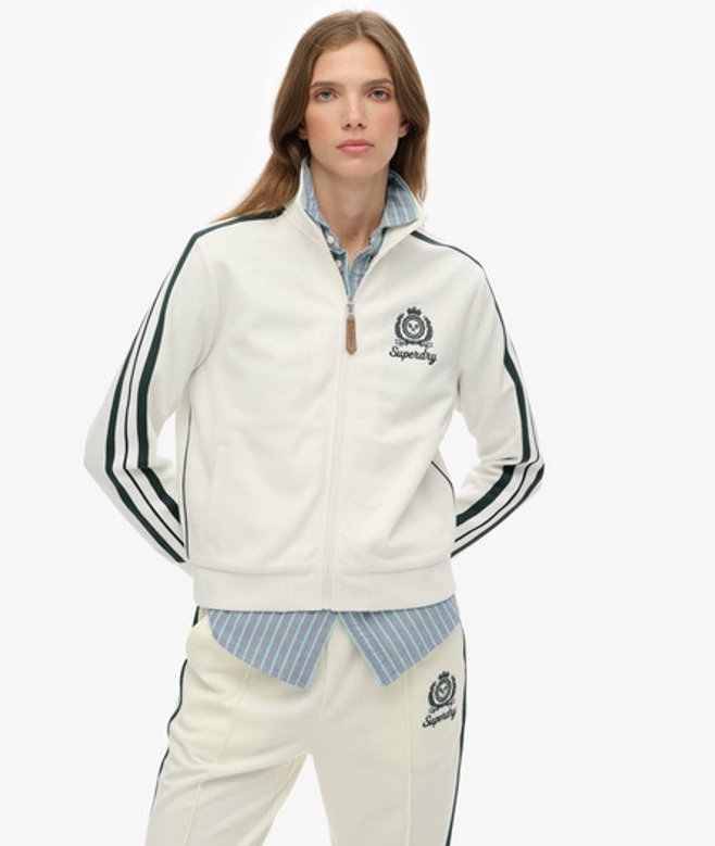 Superdry Damen Country Club Trainingsjacke White - Größe: 44