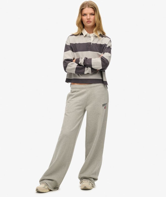 Superdry Damen Baumwolle Athletic Essentials Jogginghose mit weitem Bein, Grau - Größe: 42