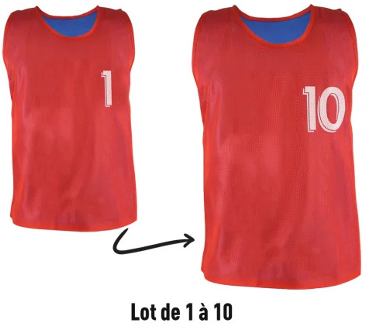 Nummerierte wendbare Westen Sporti N° 1 - 10 (x10)