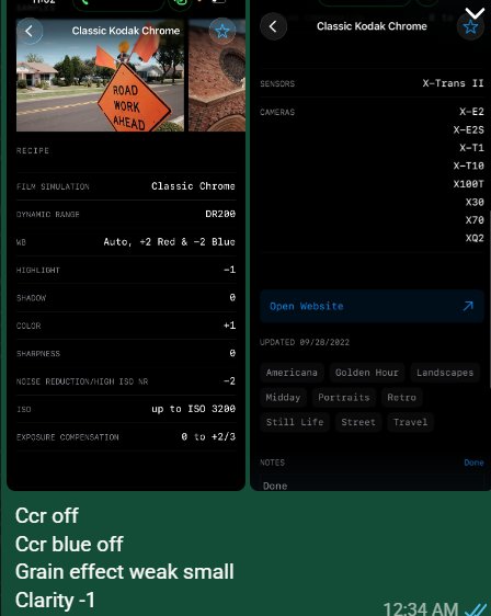 Screenshot of a photo editing app displaying settings for a classic Kodak film simulation.
