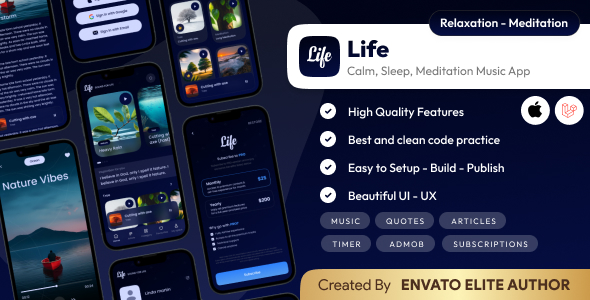 Life: Sleep Sounds - Meditation Sounds - Relax Music App - iOS (Swift UI/Laravel)
