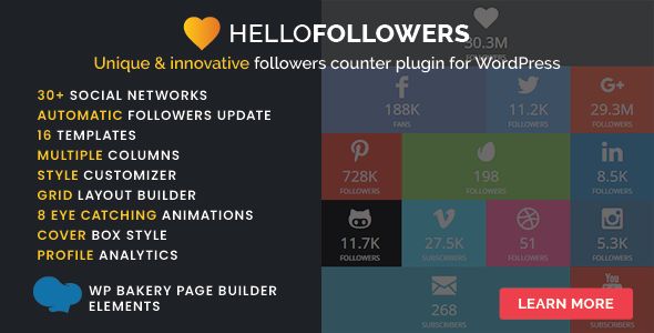 Hello Followers – Social Counter Plugin for WordPress