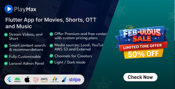 Playmax Flutter app for Online Videos, Reels & Shorts with Laravel Admin Panel<span class="gpld-real-date-source" style="display:none !important;">Feb 10, 2026</span>