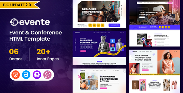 Evente – Event & Conference HTML Template<span class="gpld-real-date-source" style="display:none !important;">Feb 4, 2026</span>