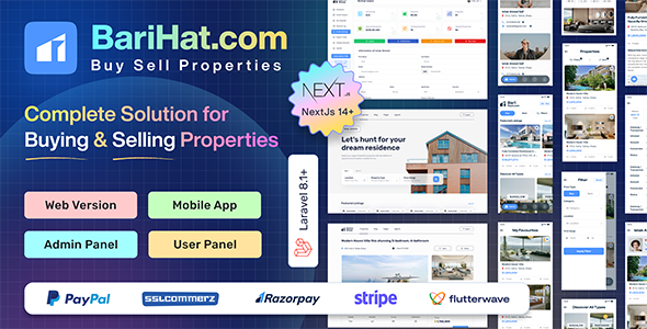 Barihat – Real Estate App Solution | Flutter Mobile App, Laravel API, Next.js Web<span class="gpld-real-date-source" style="display:none !important;">Feb 10, 2026</span>