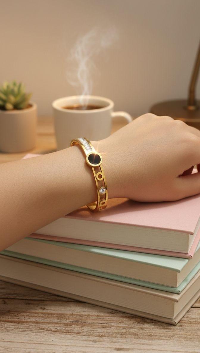 Crystal black halo cuff