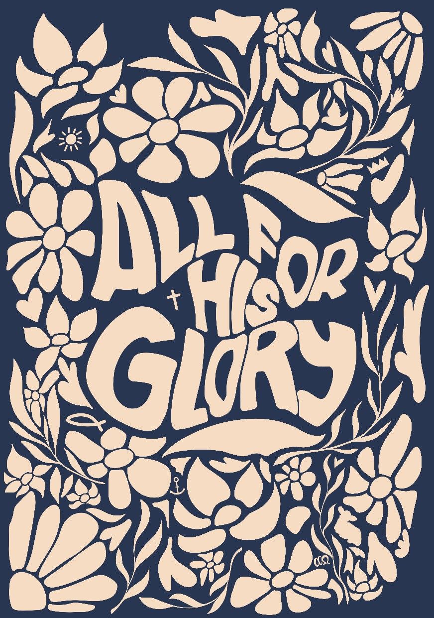 “All for His Glory”: A Navy-and-Cream Floral Faith Poster visual reference