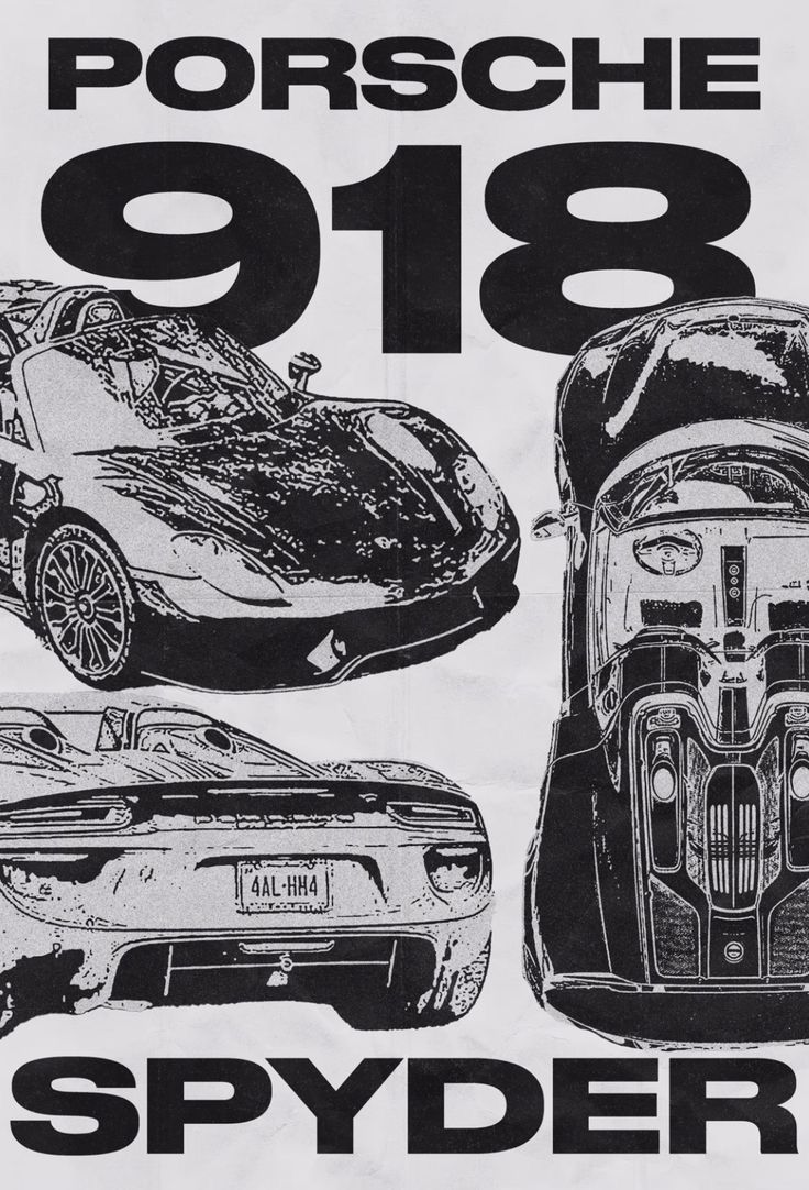 Porsche 918 Spyder in Black and White: An Automotive Poster Review visual reference