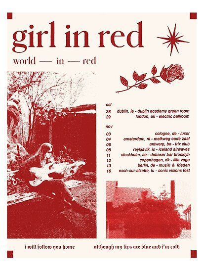 A “Girl in Red” Tour Poster with Intimate Indie-Pop Styling visual reference