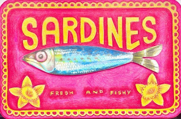 Sardines: Fresh and Fishy Folk-Art Tin Label visual reference
