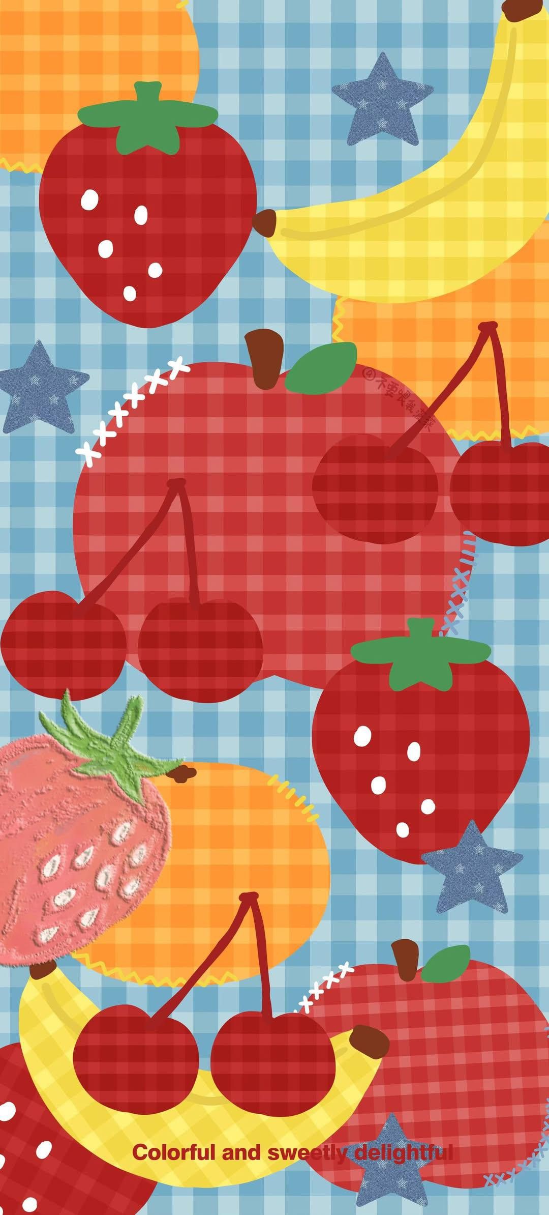 Fruit Gingham Pattern: A Cheerful Surface Design for Summer visual reference