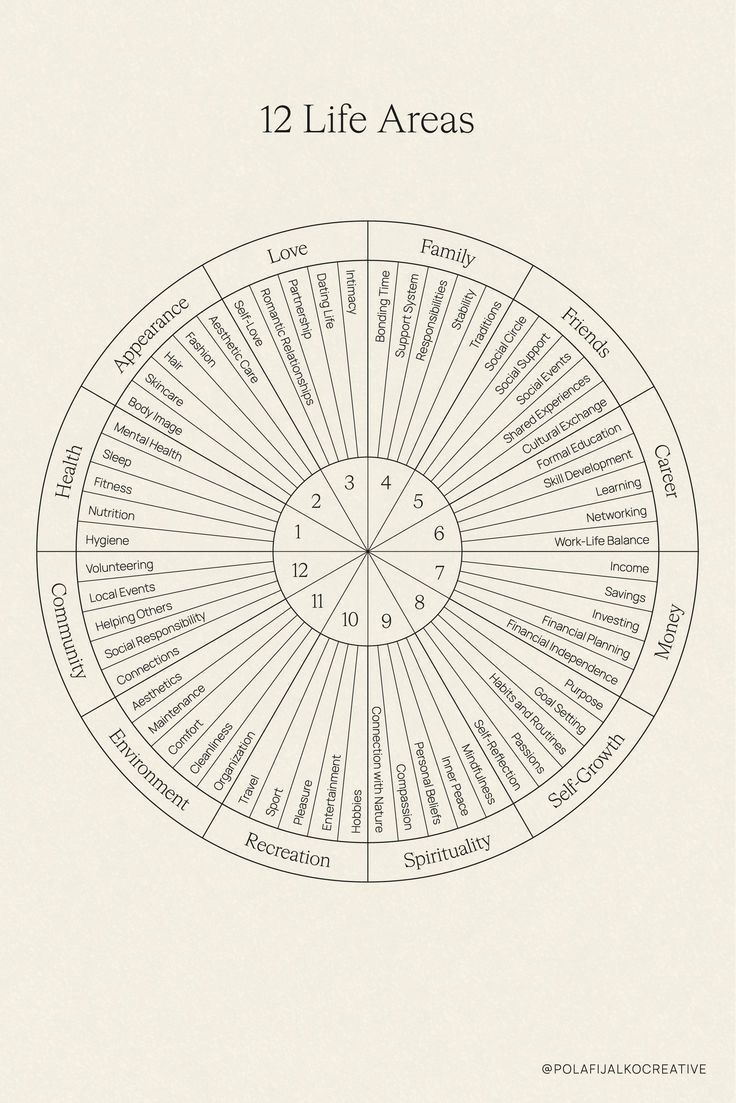 The 12 Life Areas Wheel: A Practical Personal-Planning Infographic visual reference