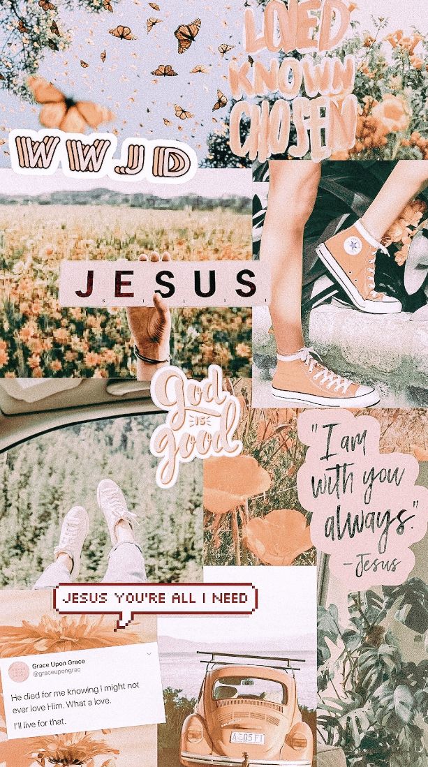 A Peach-Toned Christian Collage About Jesus, Love, and Everyday Faith visual reference