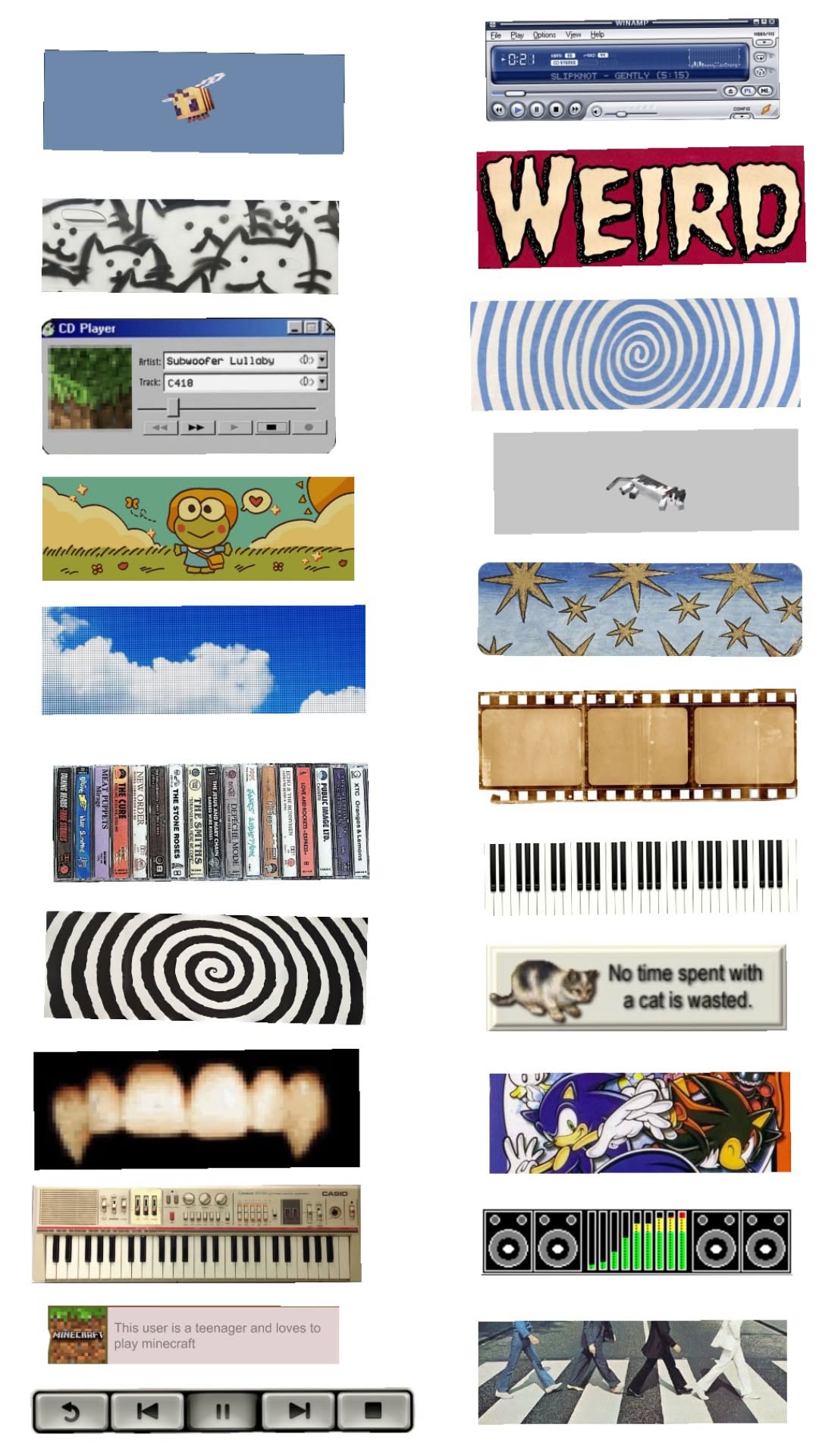 Retro Web Banner Graphics: Music Players, Spirals, Pixels, and Nostalgia visual reference