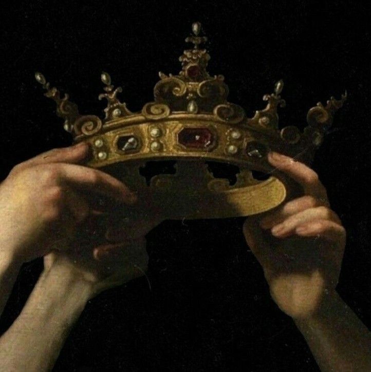 Hands Raising a Jeweled Crown: Power, Ceremony, and Darkness in Art visual reference