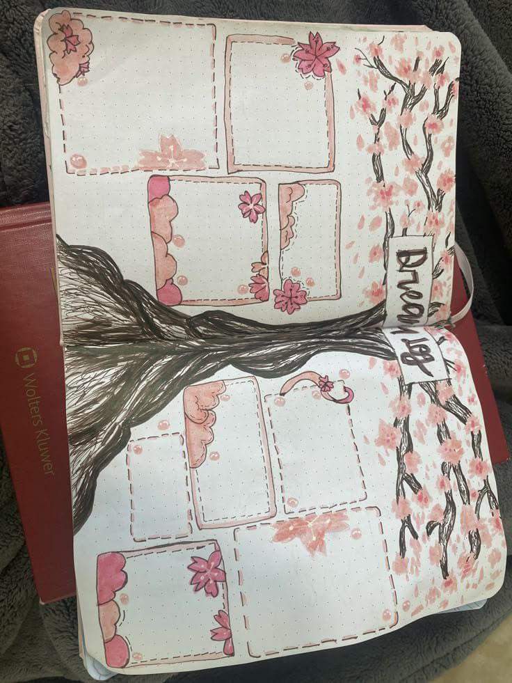 A Cherry Blossom Bullet Journal Spread with Dreamy Pink Structure visual reference