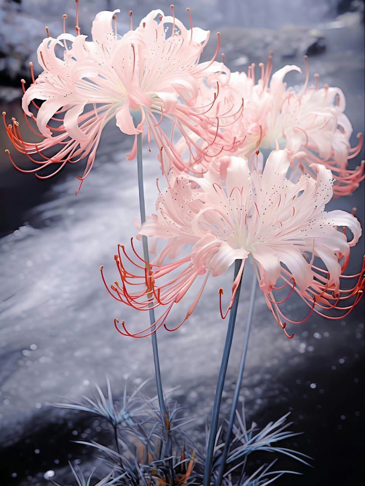 A Pale Pink Spider Lily Photograph with Delicate Botanical Drama visual reference