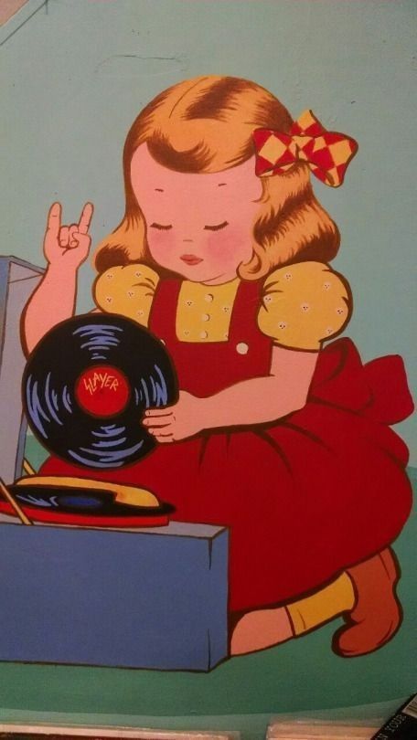 A Vintage Girl Playing Records: Nostalgia with a Rebellious Wink visual reference