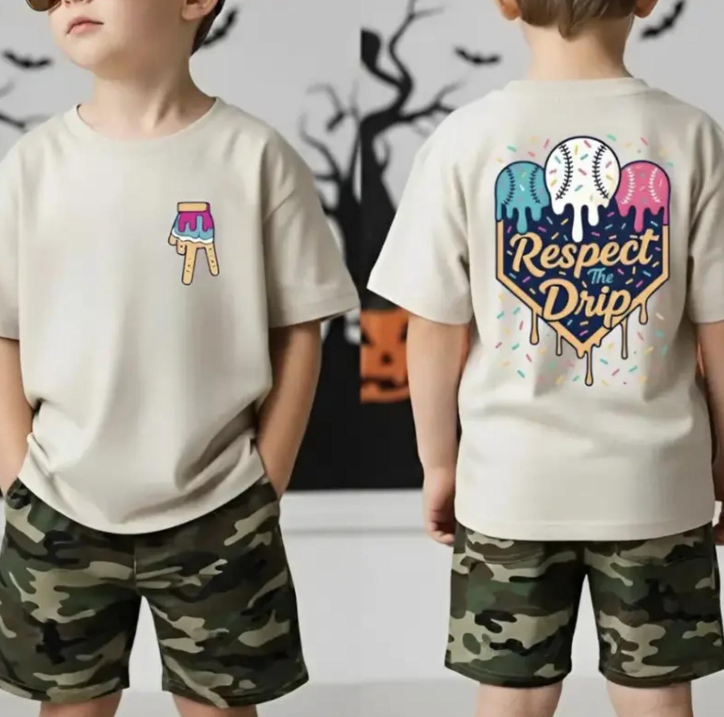 Ice Cream Baseball Youth T-Shirt, Boys Home Plate Glove Shirt, Baseball Shirt, Ice cream Drip Baller Lover, Game Day Outfit, Gift For Son And Daughter, Youth Shirt Available In Sizes XS‚ÄìXL