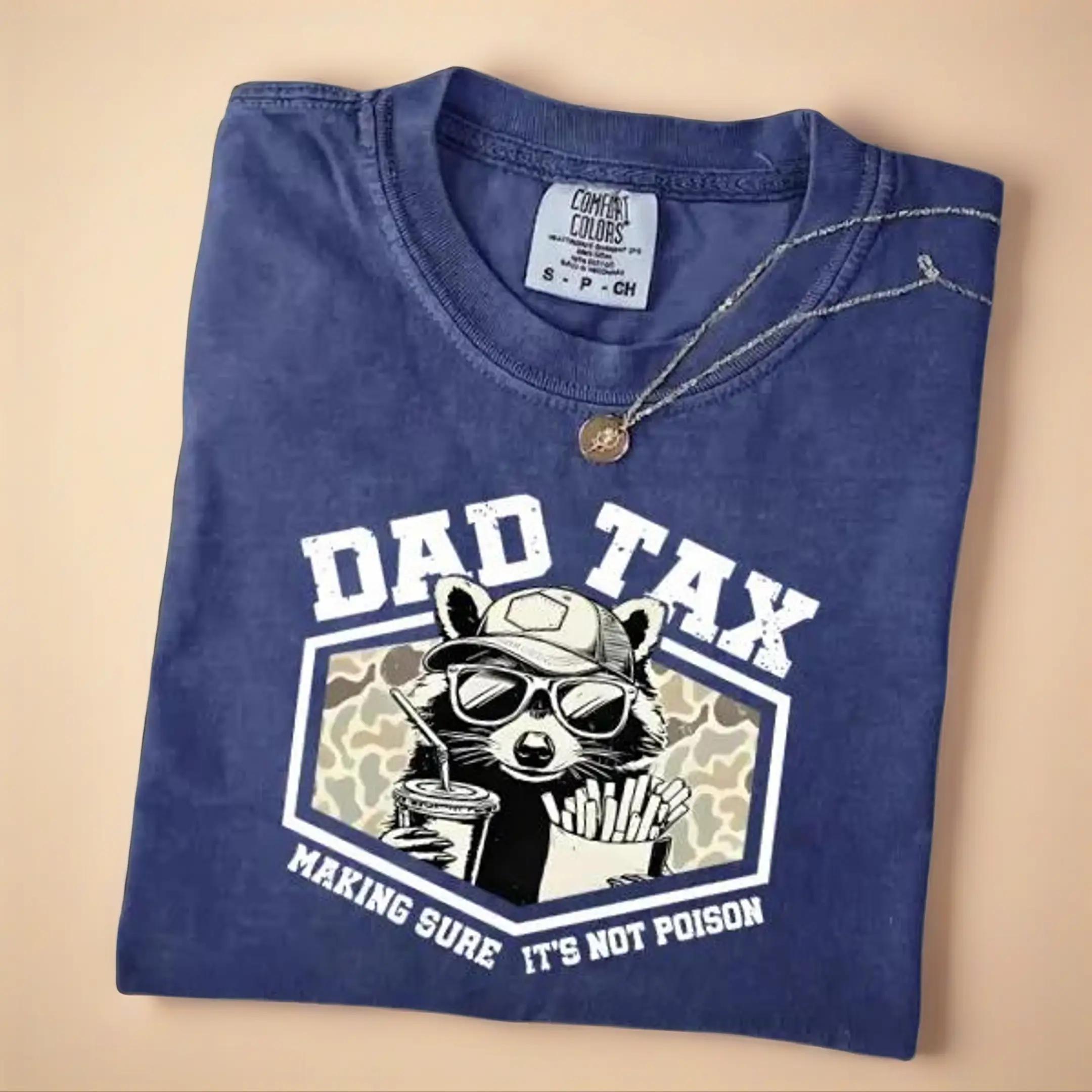 Shirt USA , Dad Tax Raccoon T-Shirt – Funny Fast Food Graphic Tee, Cool Dad Humor Shirt, Cute Father’s Day Gift for Dad, Retro Dad Life Tee Gift for New Dad, Trendy Graphic Shirt for Men