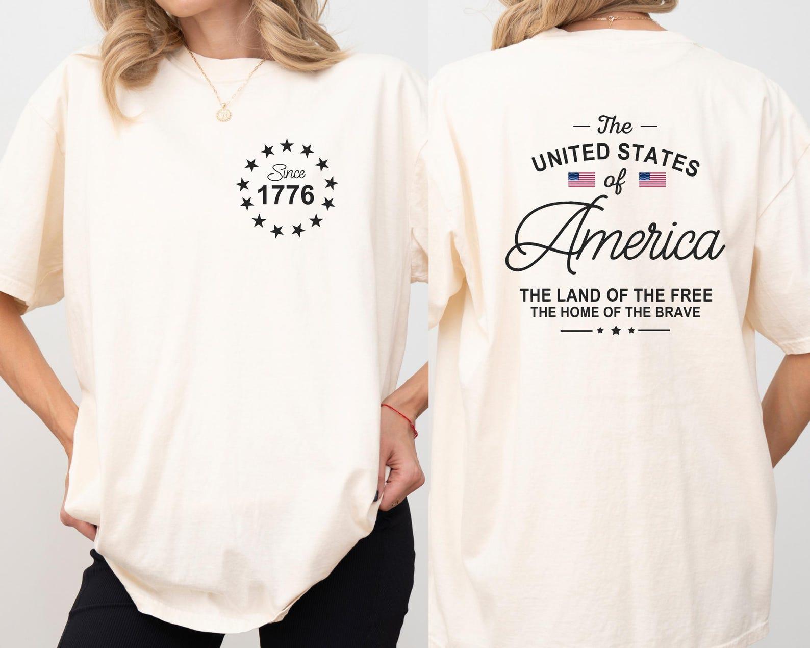 USA Since 1776 T-Shirt United States of America The Land of the Free Home of the Brave Patriotic Graphic Tee 4th of July Gift