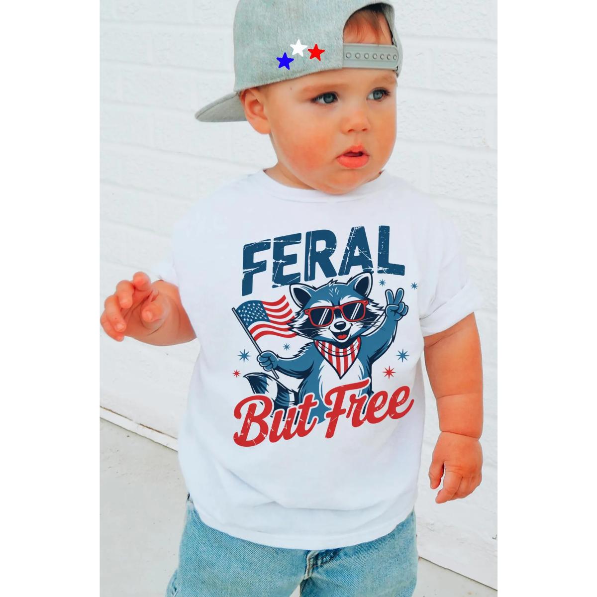 Feral Raccoon 4th of July Kids Shirt: Patriotic Toddler Tee/ Bodysuit