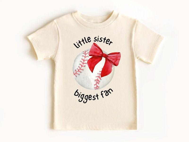 Little Sister Biggest Fan T-shirt, Baseball Sister Tee, Baseball clothing, Baseball Season, Baseball Mom, Baseball Bow Png, Youth Clothing, Boys baseball gifts, baseball t-shirts, sports clothing, baseball team gifts