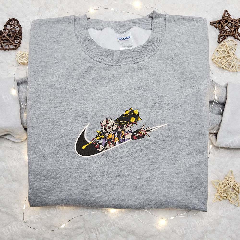 Arataki Itto x Nike Swoosh Game Embroidered Sweatshirt, Genshin Impact Embroidered Shirt, Nike Inspired Embroidered Shirt