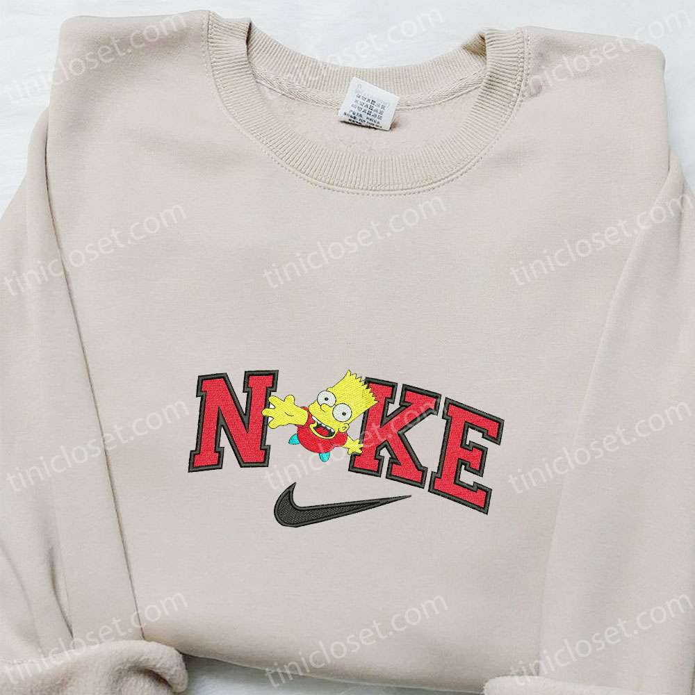 Bart Simpson x Nike Embroidered Shirt, Cartoon Embroidered Shirt, Nike Inspired Embroidered Hoodie