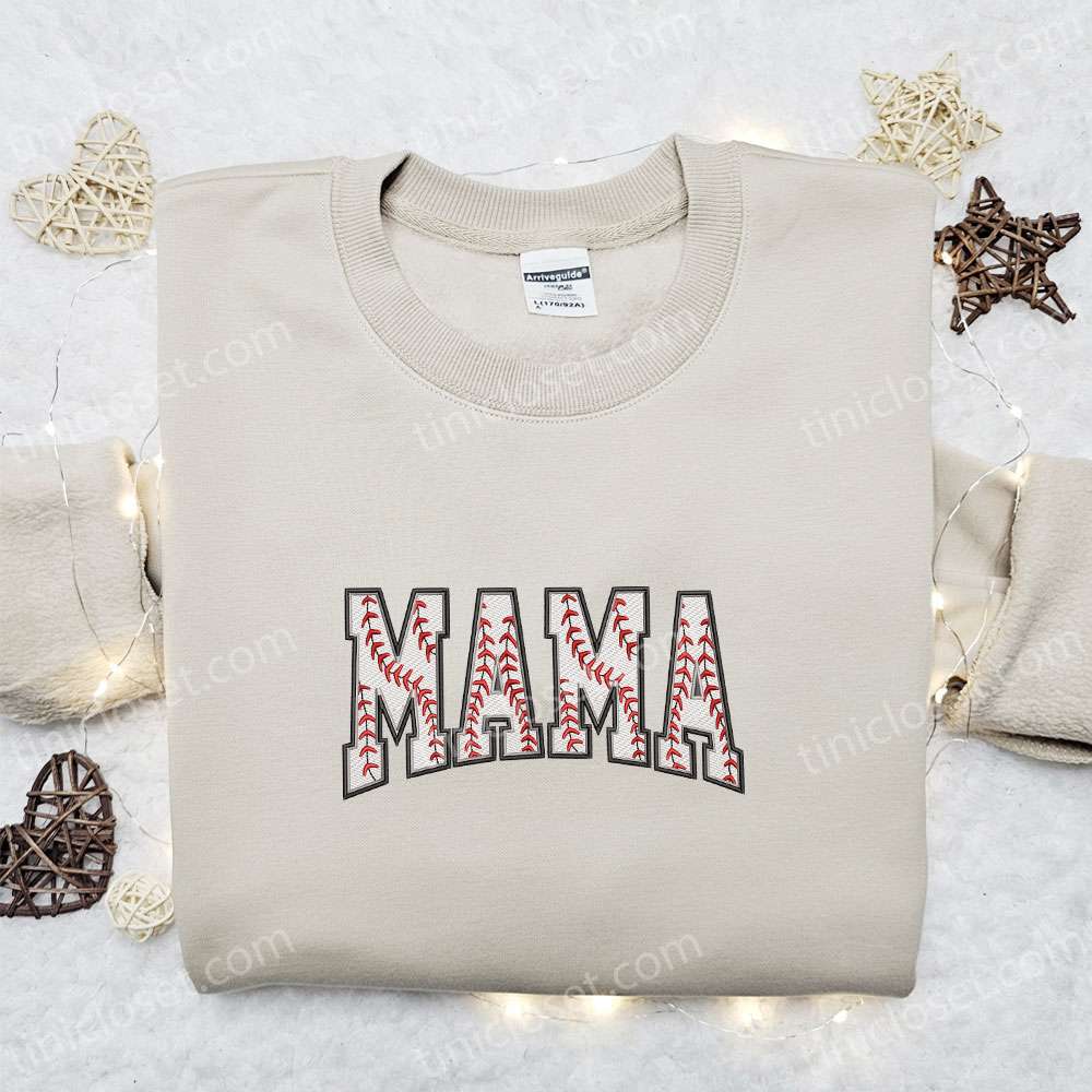 Baseball Mama Embroidered Shirt, Sports Embroidered Hoodie, Best Mother? Day Gift Idea