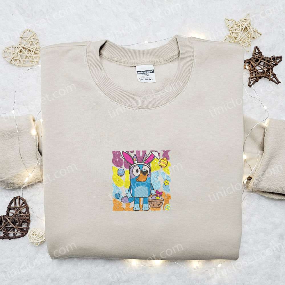 Bluey Easter Embroidered Shirt, Thanksgiving Day Embroidered Hoodie, Best Holiday Gift Idea