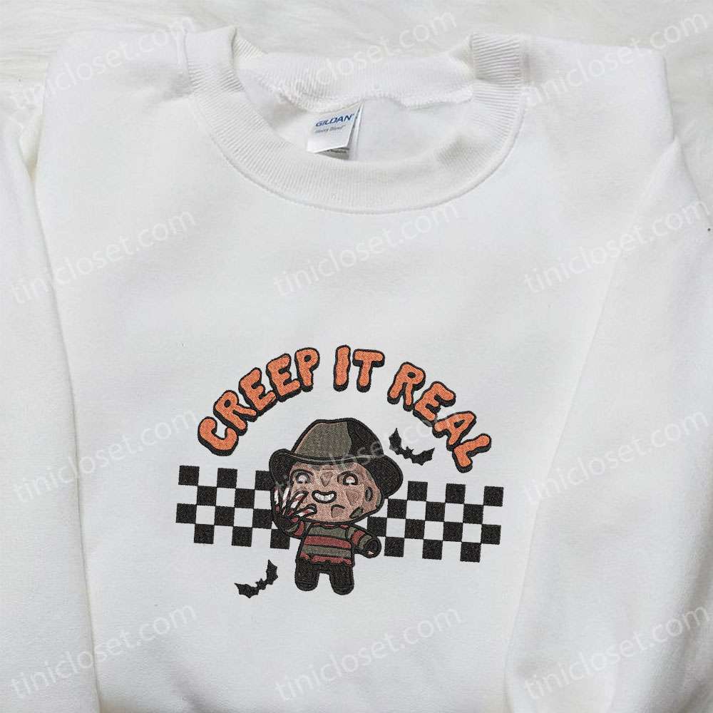 Creep It Real Freddy Krueger Embroidered Sweatshirt, Halloween Horror Movie Embroidered Shirt, Best Gift Ideas