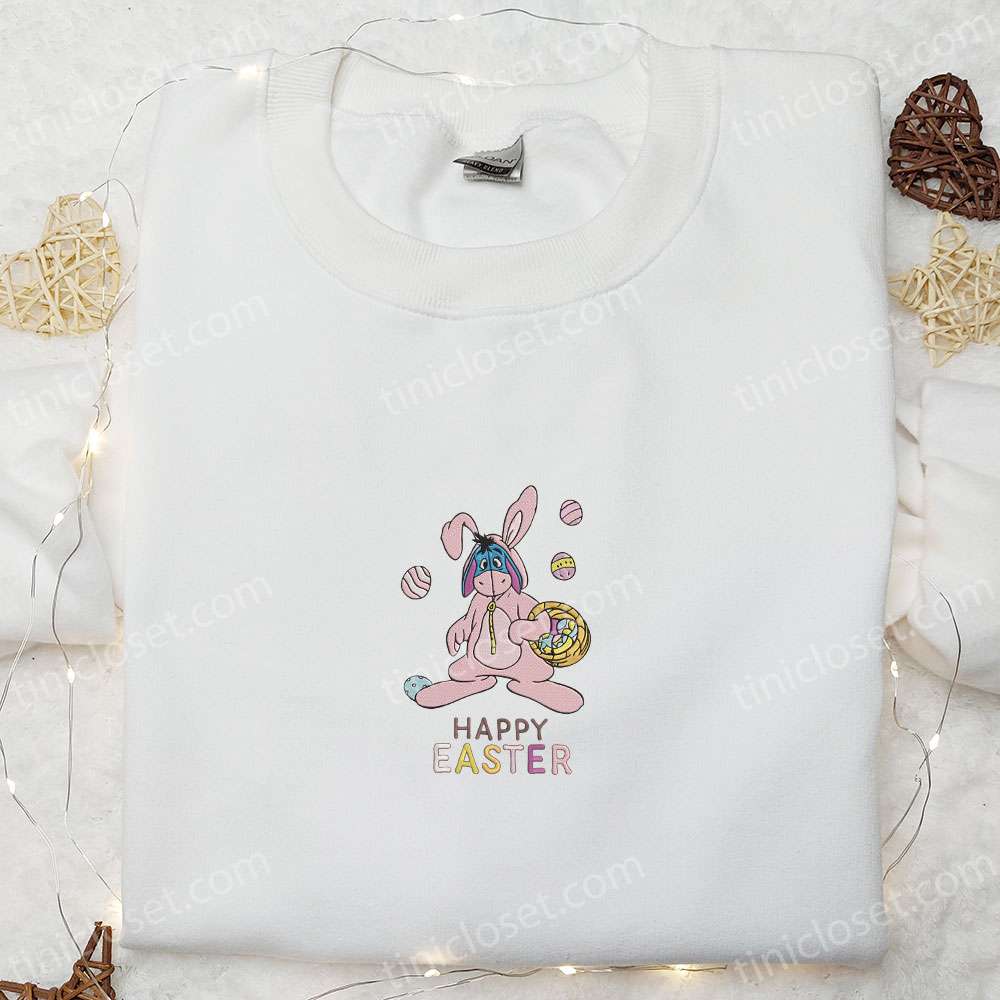 Eeyore Happy Easter Embroidered Shirt, Thanksgiving Day Embroidered Hoodie, Best Holiday Gift Ideas