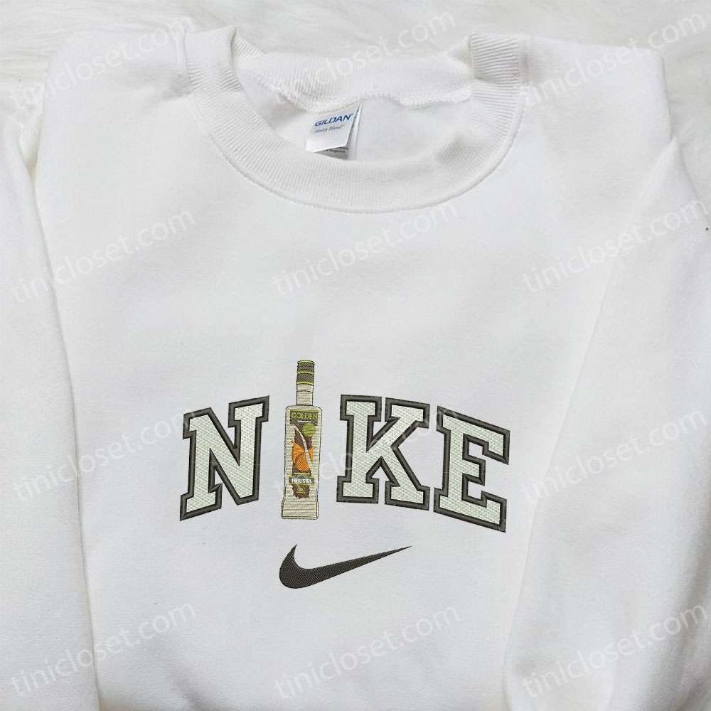 Golden Wine Bottle x Nike Embroidered Shirt, Favorite Foods And Drinks Embroidered Hoodie, Best Gift Ideas For Dad