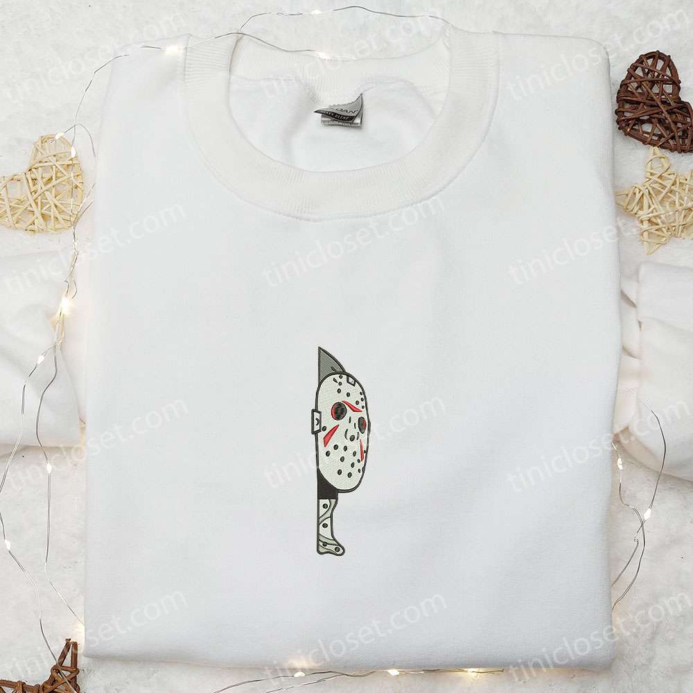 Jason Voorhees Embroidered Hoodie, Horror Characters Embroidered Sweatshirt, Best Gifts for Halloween Lovers