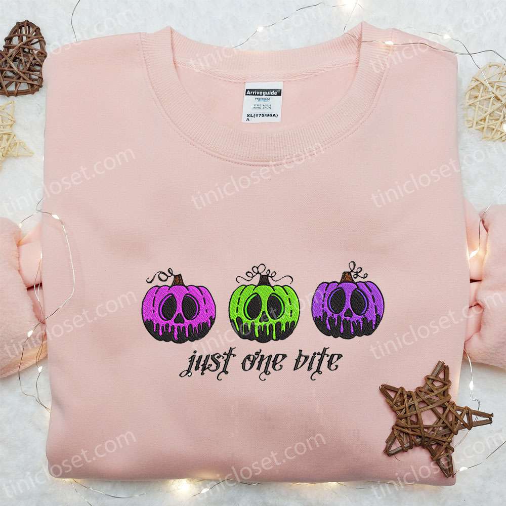 Just One Bite Pumpkins Embroidered Sweatshirt, Halloween Embroidered Hoodie, Best Halloween Gift Ideas