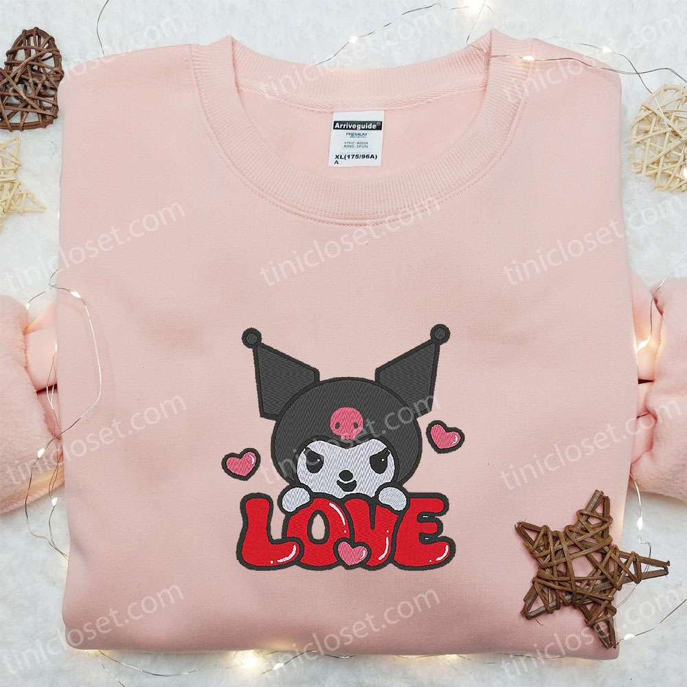 Kuromi Love Embroidered Shirt, Valentine Embroidered Hoodie, Best Gift For Girlfriend
