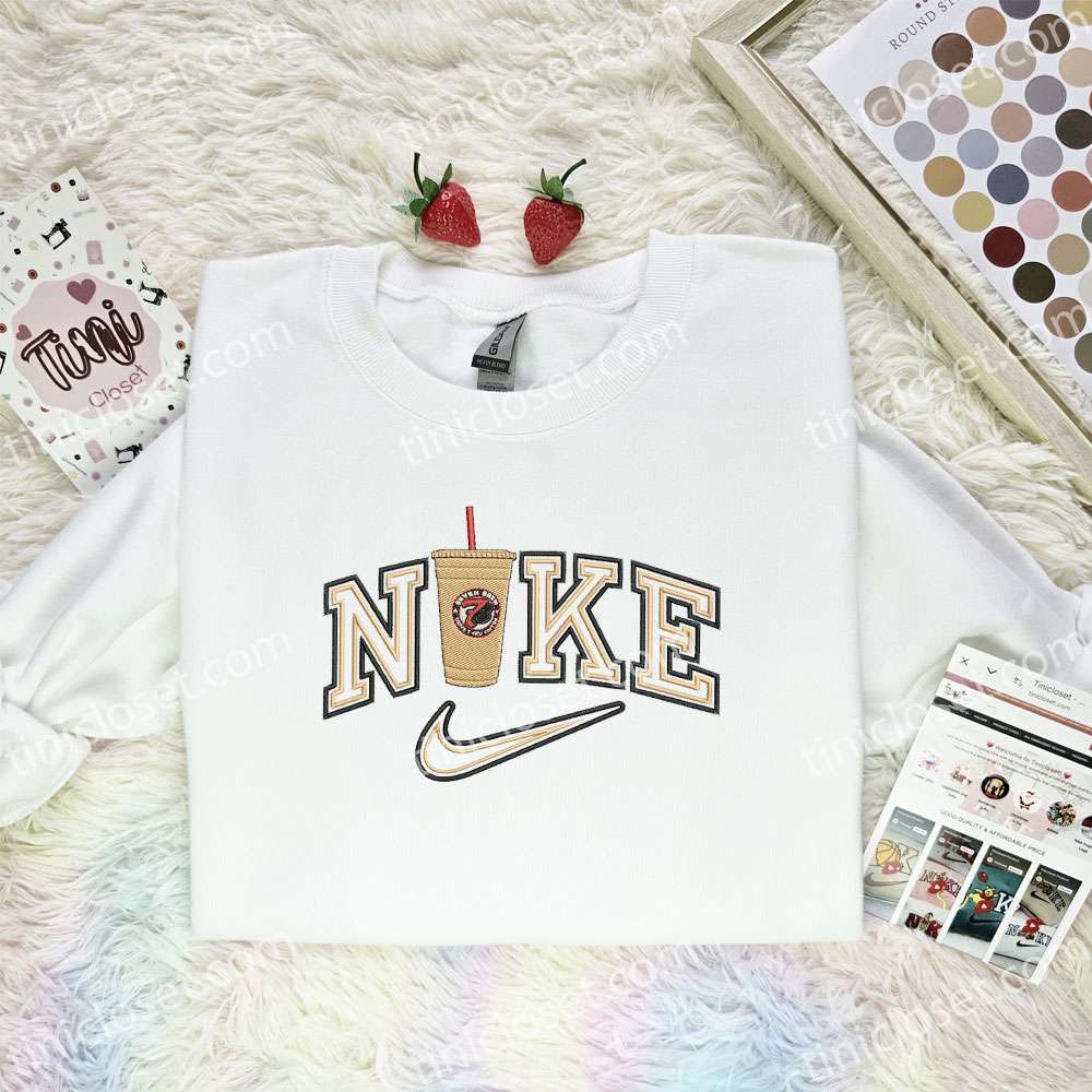 Latte Coffee Cup Embroidered Shirt, Favorite Drink Embroidered Hoodie