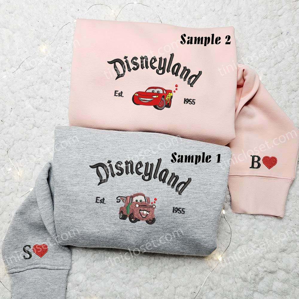 Mater And McQueen Cars Embroidered Couples Shirts