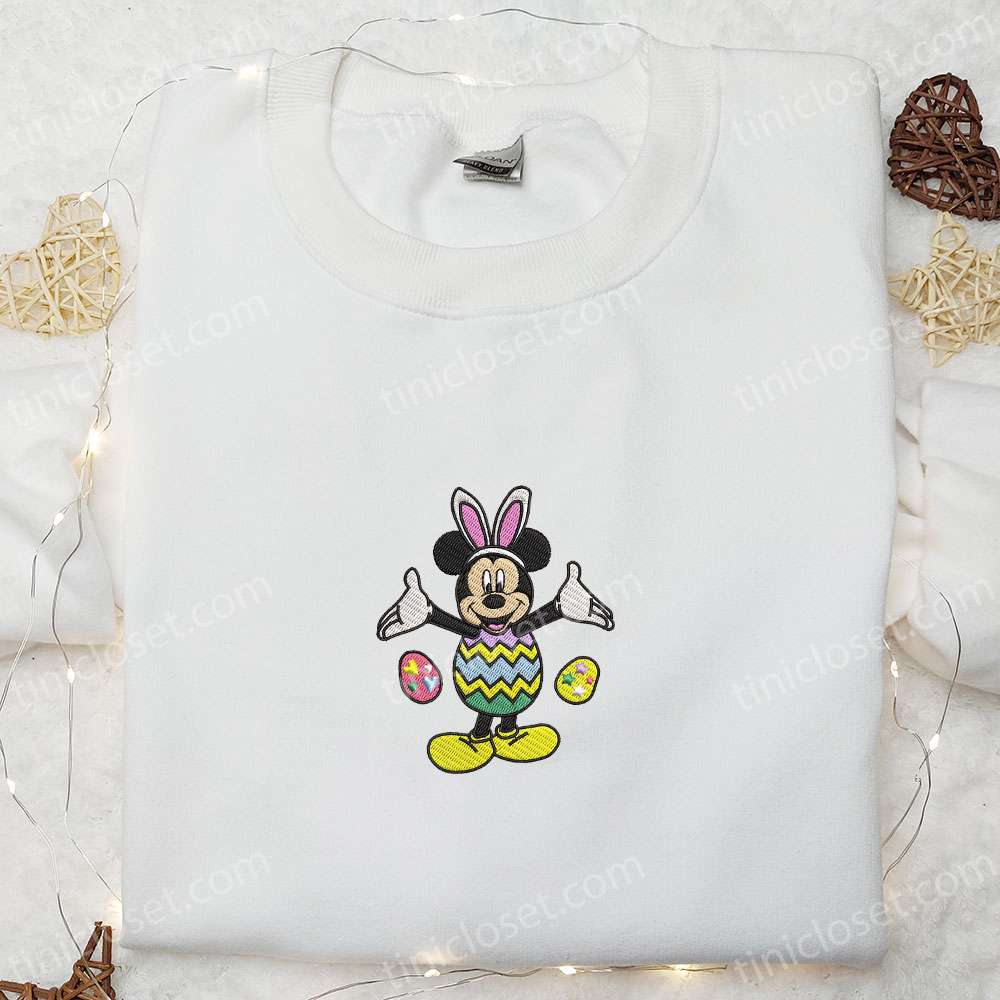 Mickey Easter Embroidered Shirt, Thanksgiving Day Embroidered Hoodie, Best Holiday Gift Ideas